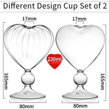 Cocktail Glasses Set of 2 Creative Martini Glasses 8 oz Unique Wine Glasses Heart-shaped Romantic Ju...