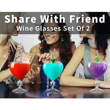 Cocktail Glasses Set of 2 Creative Martini Glasses 8 oz Unique Wine Glasses Heart-shaped Romantic Juice Glasses for WeddIng Home Bar Party Glassware Barware Gift