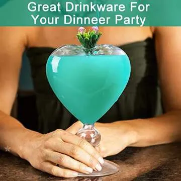 Cocktail Glasses Set of 2 Creative Martini Glasses 8 oz Unique Wine Glasses Heart-shaped Romantic Juice Glasses for WeddIng Home Bar Party Glassware Barware Gift