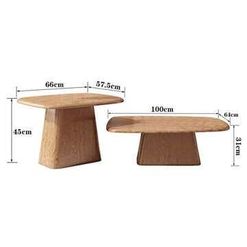 Coffee End Table Japanese Coffee Table, Simple Ash Wood Sofa End Table, Set of 2 Coffee Table Modern...