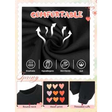 BOMDEALS Cute Toddler Girls Sweatsuit - St.Patrick's Heart Print Child Clothes, Long Sweatshirt and Sweatpants Fall Outfit(Black,120,1203b)