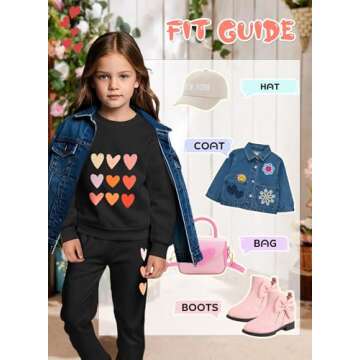 BOMDEALS Cute Toddler Girls Sweatsuit - St.Patrick's Heart Print Child Clothes, Long Sweatshirt and Sweatpants Fall Outfit(Black,120,1203b)