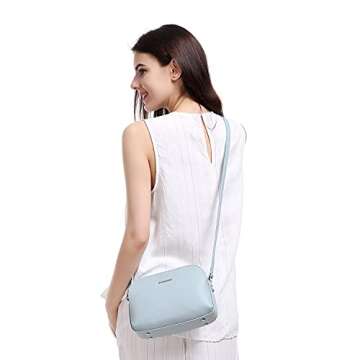 Mother's Day Gift Compact Crossbody Cellphone Purse,Women Wallet Handbag and Functional Travel Shoulder Bag with Adjustable Strap,Small Vegan Leather Saddle Blue Purse