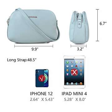 Mother's Day Gift Compact Crossbody Cellphone Purse,Women Wallet Handbag and Functional Travel Shoulder Bag with Adjustable Strap,Small Vegan Leather Saddle Blue Purse