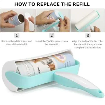 Lint Rollers for Pet Hair Extra Sticky 600 Sheets/10 Refills, SUTINE 6.3" Big Large Lint Roller Remover, Sticky Roller for Removing Lint Pet Hair Dust in Furniture/Clothes/Carpet/Car Seat,Blue