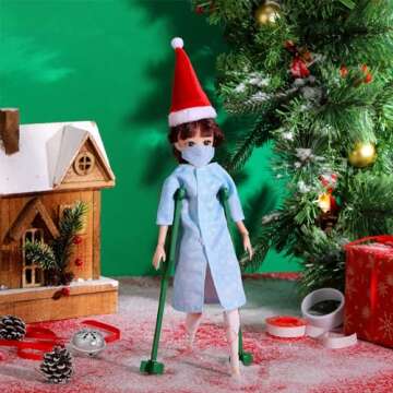 Syhood Christmas Elf Accessories Set Hot Air Balloon Scooter Baker Care Clothes Costume Outfits for Xmas Elf Doll Dress Party (Cute Style)