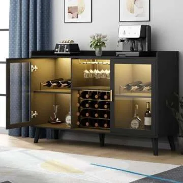 Loomie Wine Bar Cabinet - Stylish Storage with LED Lights