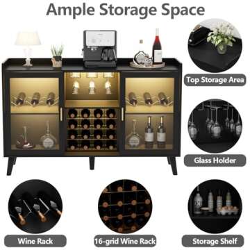 Loomie Wine Bar Cabinet - Stylish Storage with LED Lights