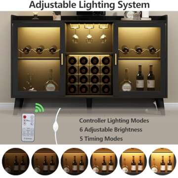 Loomie Wine Bar Cabinet - Stylish Storage with LED Lights