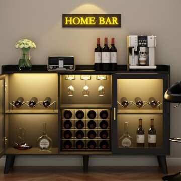 Loomie Wine Bar Cabinet - Stylish Storage with LED Lights