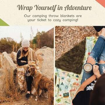 Throw Blanket for Camping - Plush Reversible Camping Blanket for Indoor & Outdoor Settings - Machine...