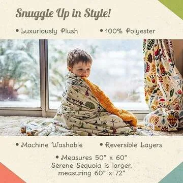 Throw Blanket for Camping - Plush Reversible Camping Blanket for Indoor & Outdoor Settings - Machine Washable Soft Blanket - 100% Polyester Cozy Blanket with Retro-Inspired Patterns, Camp Casual