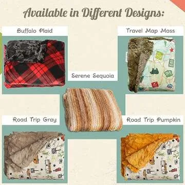 Throw Blanket for Camping - Plush Reversible Camping Blanket for Indoor & Outdoor Settings - Machine Washable Soft Blanket - 100% Polyester Cozy Blanket with Retro-Inspired Patterns, Camp Casual