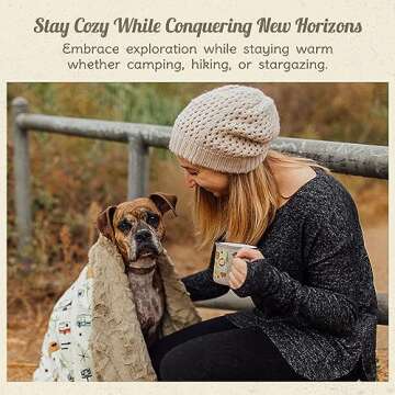 Throw Blanket for Camping - Plush Reversible Camping Blanket for Indoor & Outdoor Settings - Machine Washable Soft Blanket - 100% Polyester Cozy Blanket with Retro-Inspired Patterns, Camp Casual