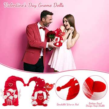 Valentines Day Decor, 2 Pack Sweet Plush Valentine Gnomes Decorations, Handmade Scandinavian Tomte Gnomes, Valentines Day Gnomes Doll Table Ornaments, Valentines Day Gifts for Lovers Kids Friends