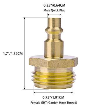 Winterize RV Blow Out Adapter with Quick Connect Plug - Heavy Duty Brass Kit