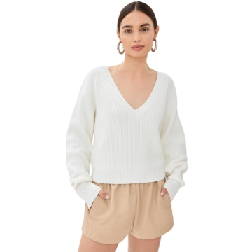 Buy Good American Women’s Cozy Deep V Sweater in 5X - Ivory Color