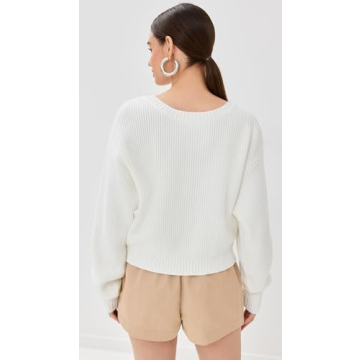 Buy Good American Women’s Cozy Deep V Sweater in 5X - Ivory Color