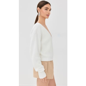 Buy Good American Women’s Cozy Deep V Sweater in 5X - Ivory Color