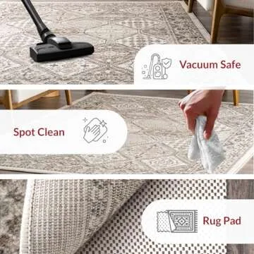 nuLOOM 8x10 Becca Traditional Tiled Area Rug, Beige, Faded Transitional Design, Stain Resistant, For Bedroom, Dining Room, Living Room, Hallway, Office, Kitchen, Entryway