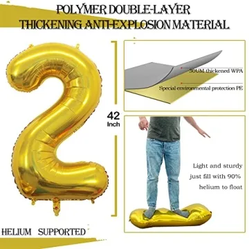 GOER 42 Inch 2025 Gold Foil Number Balloons for Celebrations