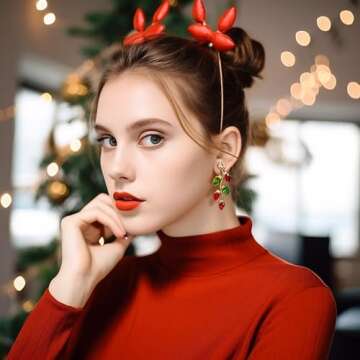 ENSKEFEN Colorful Christmas Earrings for Women Dazzling Crystal Light Bulb Earrings Red Green Xmas B...