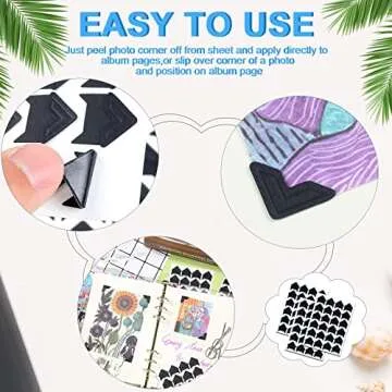 1200 Pcs Photo Corners Self Adhesive Black Picture Corners for Scrapbooking Stamping Supplies DIY Scrapbook Stickers Album Diary Personal Journal Diary Organizer Christmas Memory Book Picture
