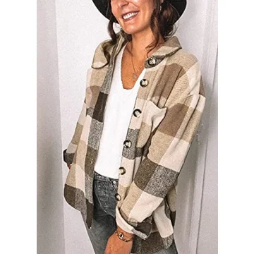 Trendy Women's Plaid Shacket Jacket for Fall Styles