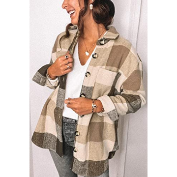 Trendy Women's Plaid Shacket Jacket for Fall Styles