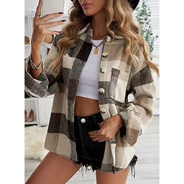 Trendy Women's Plaid Shacket Jacket for Fall Styles