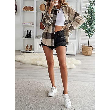 Trendy Women's Plaid Shacket Jacket for Fall Styles