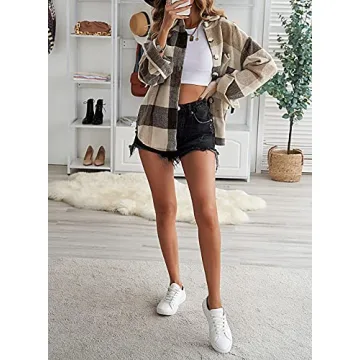 Trendy Women's Plaid Shacket Jacket for Fall Styles