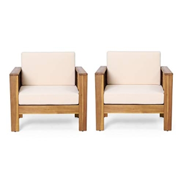 Christopher Knight Home Louver Club Chairs Teak Cream Stylish Comfort