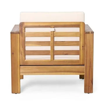 Christopher Knight Home Louver Club Chairs Teak Cream Stylish Comfort