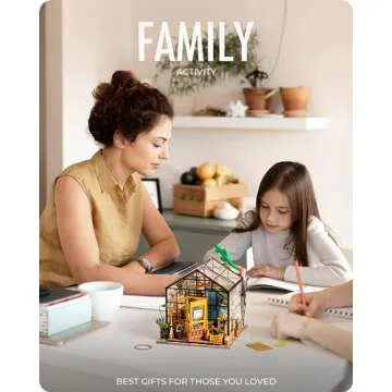 Rolife DIY Miniature House Kit Cathy's Greenhouse and 3D Wooden Puzzles Flower Bouquet Model Kit Building Set for Adults