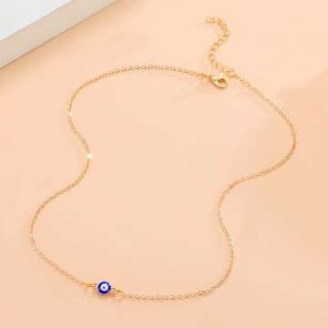 CLOACE Evil Eye Necklace Pendant Chain Necklaces Fashion Jewelry for Women(Gold)