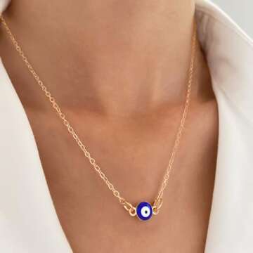 CLOACE Evil Eye Necklace Pendant Chain Necklaces Fashion Jewelry for Women(Gold)