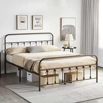 Sturdy Yaheetech Classic Metal Bed Frame - No Box Spring Needed
