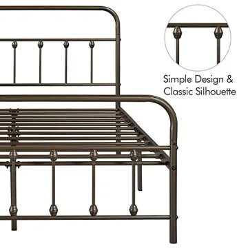 Sturdy Yaheetech Classic Metal Bed Frame - No Box Spring Needed