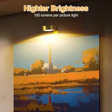 Rechargeable Battery Picture Light, Led Painting Light with Remote Control Dimmable and Timer, 3 Lig...