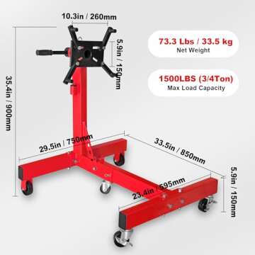BIG RED T26801 Torin Steel Rotating Engine Stand: 3/4 Ton Capacity, Red