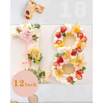 EORTA 0-8 Numeral Cake Stencils Molds 12 Inch Arabic Number Cake Maker Decorative Fillings Layered Cake Baking Tools for DIY Wedding Birthday Anniversary, White