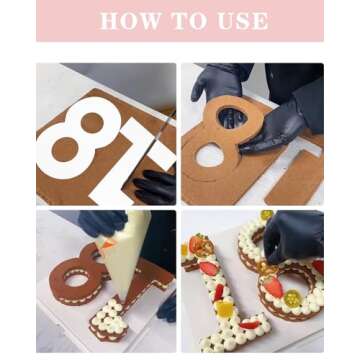 EORTA 0-8 Numeral Cake Stencils Molds 12 Inch Arabic Number Cake Maker Decorative Fillings Layered Cake Baking Tools for DIY Wedding Birthday Anniversary, White