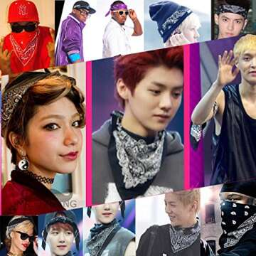 One Dozen/12pcs Assorted Bandanas 22X22 Inch 100% Cotton Novelty Double Sided Print Paisley Cowboy Bandana Party Favor Scarf Headband Handkerchiefs