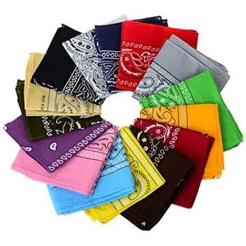 One Dozen/12pcs Assorted Bandanas 22X22 Inch 100% Cotton Novelty Double Sided Print Paisley Cowboy Bandana Party Favor Scarf Headband Handkerchiefs