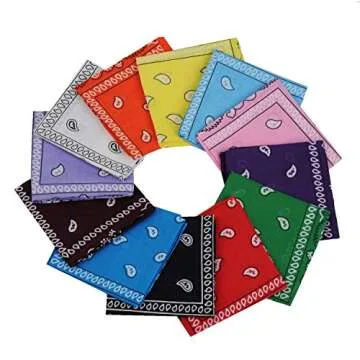 One Dozen/12pcs Assorted Bandanas 22X22 Inch 100% Cotton Novelty Double Sided Print Paisley Cowboy Bandana Party Favor Scarf Headband Handkerchiefs