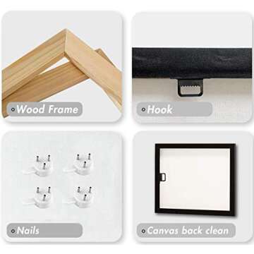 Merrleem Rose Wall Art Flower Painting Inspirational Quotes Canvas Print Picture Floral Artwork for Kitchen Bedroom Bathroom Decor (12"x12"x4pcs)