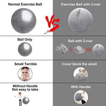TokSay Exercise Ball Chair with Fabric Cover(25in / 65cm), Pilates & Yoga Ball Chair for Home Office Desk & Pregnancy Support (Gray)