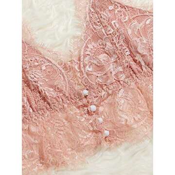 SheIn Floral Lace Bra and Panty Set for Women - Pink