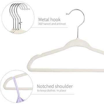 ManGotree 10.95 inch Baby Velvet Hangers, Non-Slip Infant and Toddler Hangers, Ultra-Thin Children Felt Hangers with 8 Pcs Kid's Clothing Dividers, Space Saving (15 Pack, Cream)